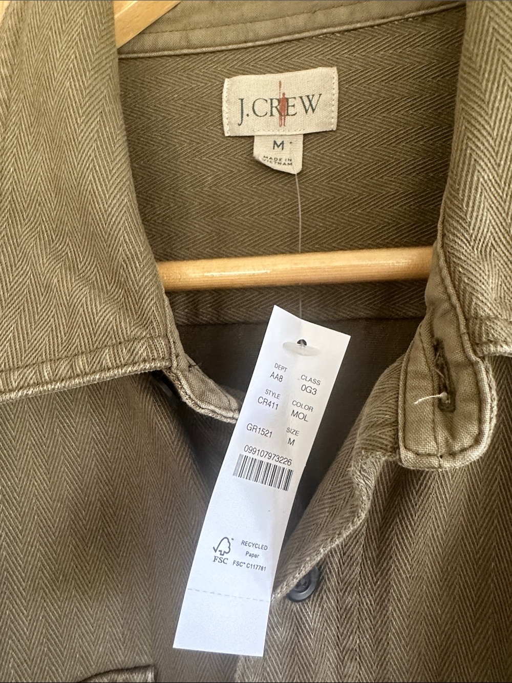 J. Crew Olive Green Lightweight Button-Up Shirt Jacket - Picture 7 of 7